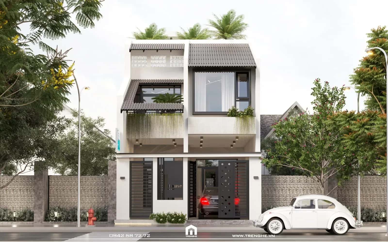Nhà phố 2 tầng hiện đại và hoài cổ