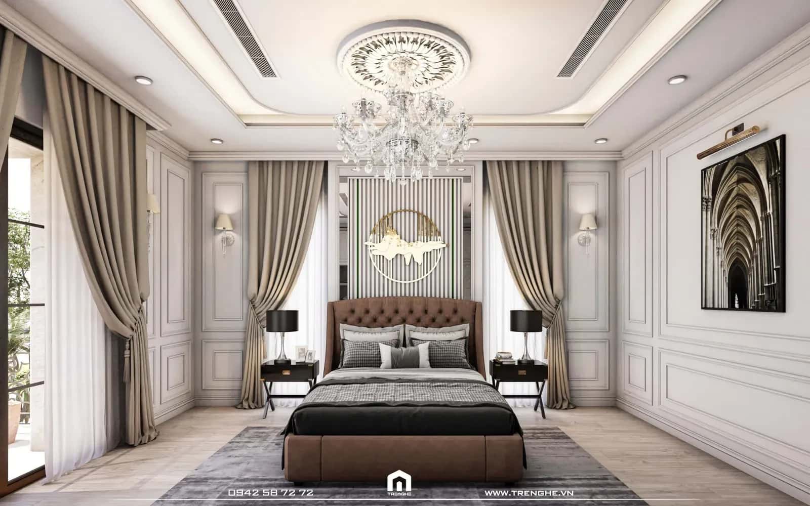 Phối cảnh không gian phòng ngủ master căn BA’ Villa