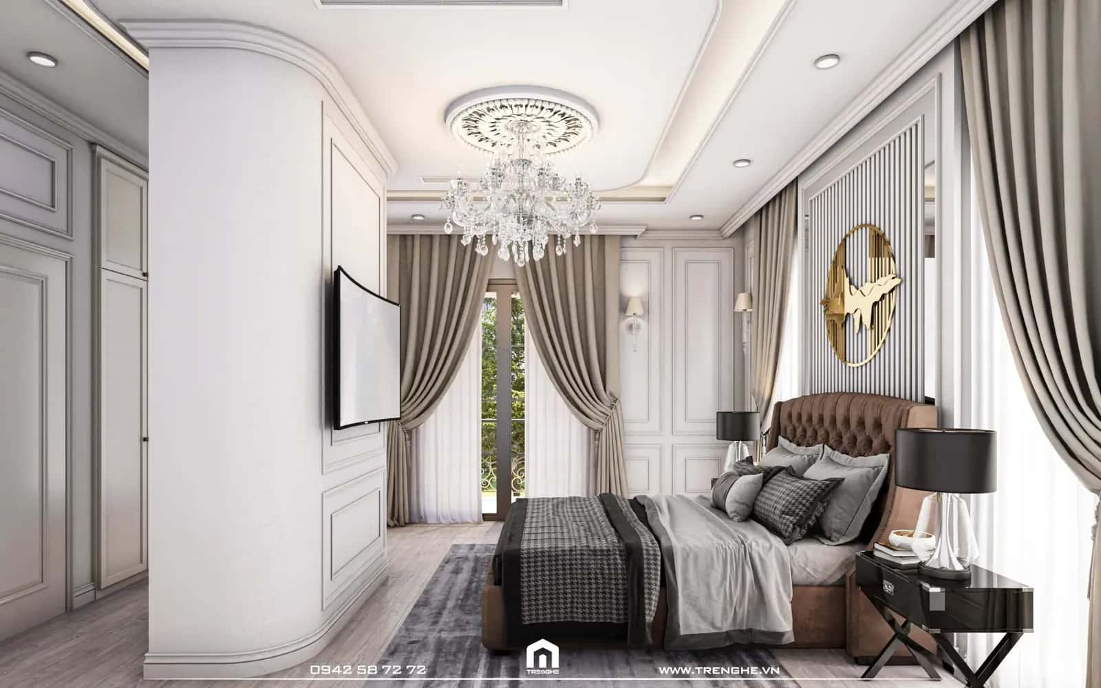 Hệ thống trang thiết bị tiện nghi trong phòng ngủ master căn BA’ Villa