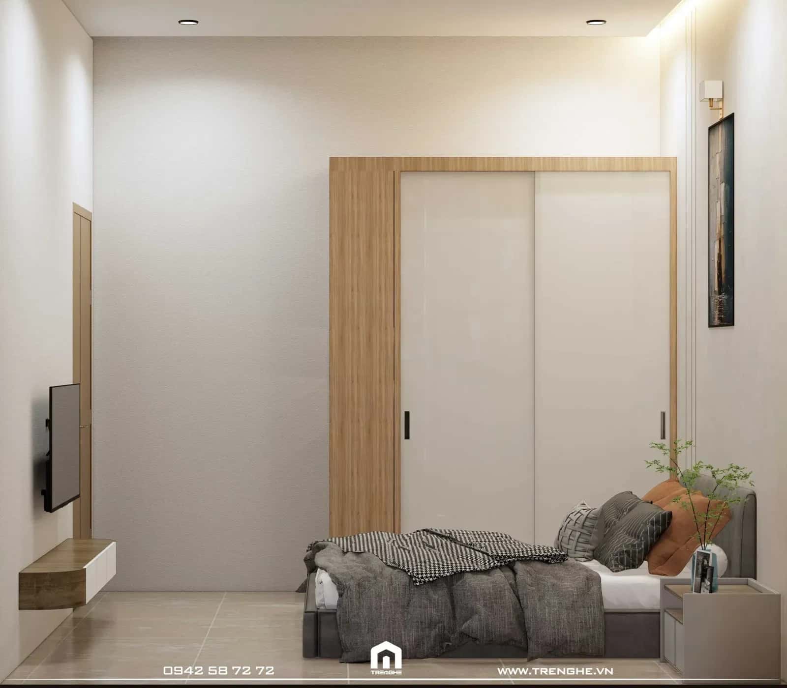 Cây xanh cũng được bố trí trong phòng ngủ D’ House