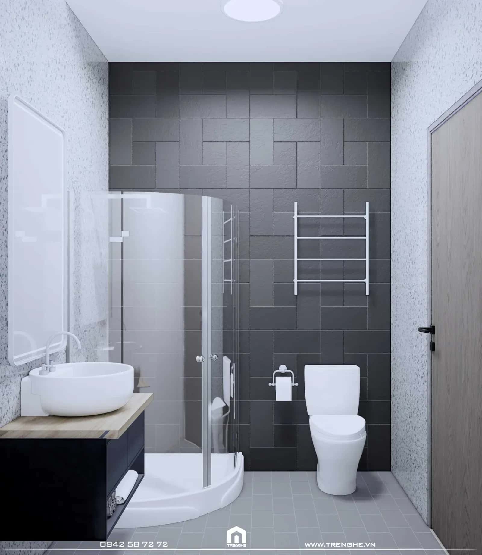 Tre Nghệ thiết kế phòng tắm đứng ốp kính cường lực trong nhà phố D’ House