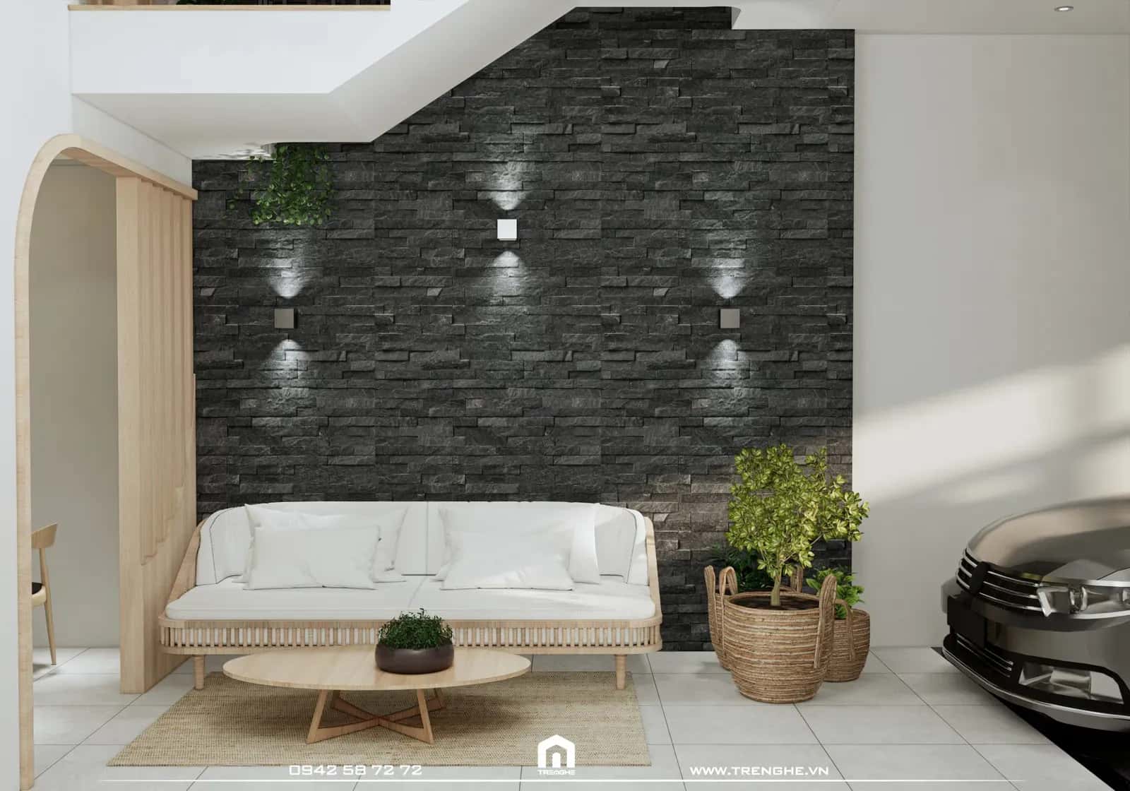 Bộ ghế sofa chân thấp tại phòng khách H’ House Vũng Tàu