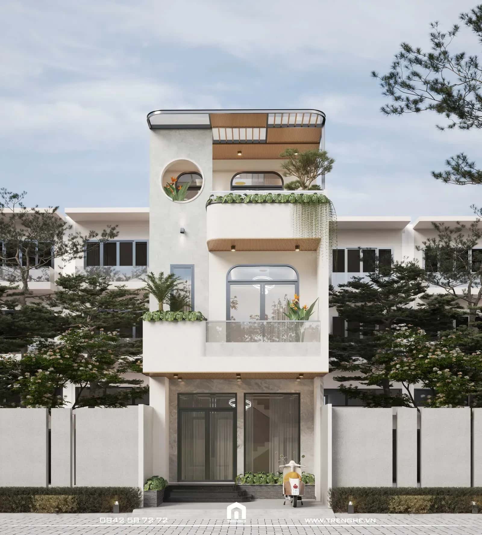 Nhà phố 3 tầng L’ House sử dụng phong cách thiết kế hiện đại