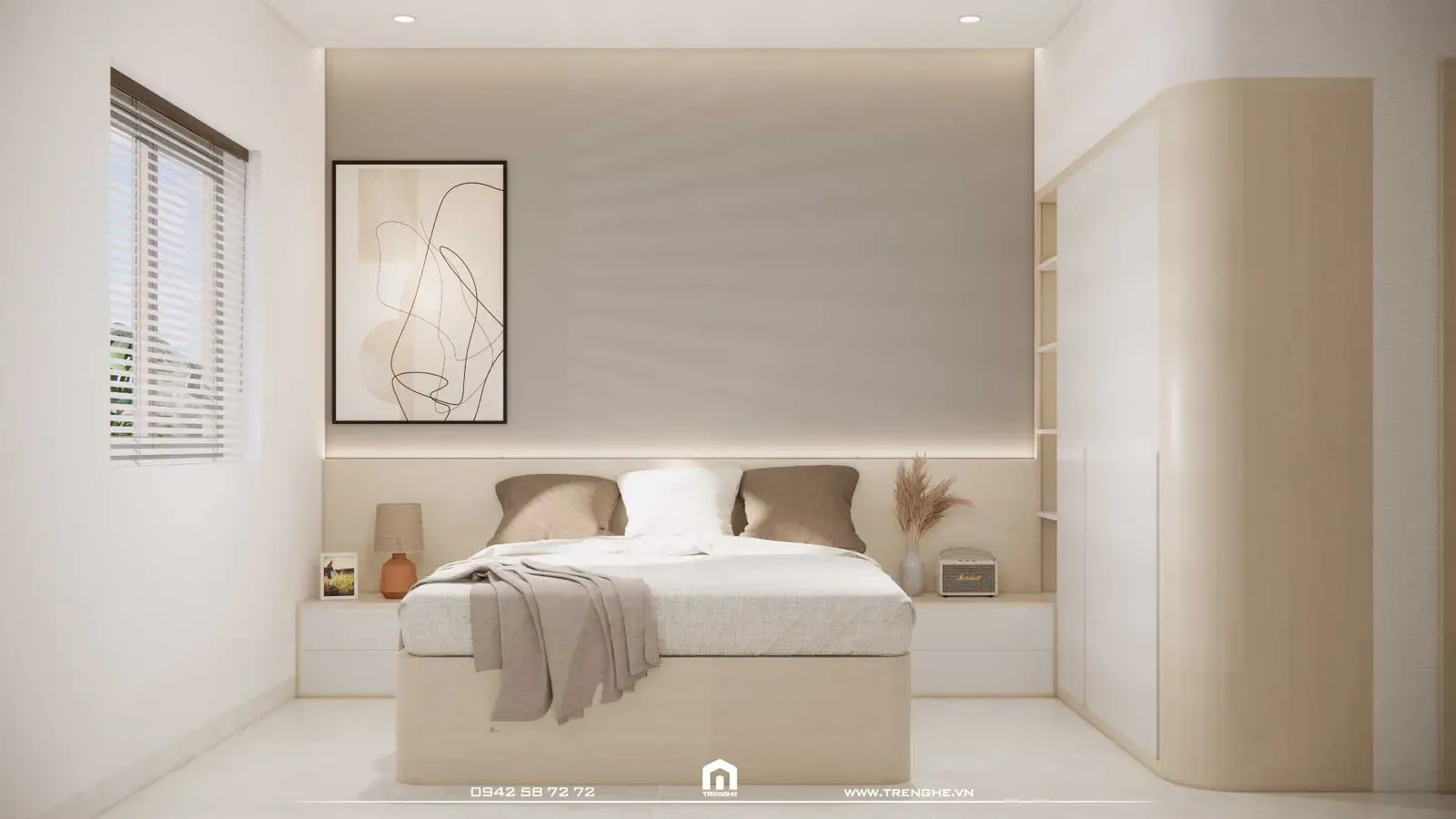 Phòng ngủ cho khách được thiết kế tối giản