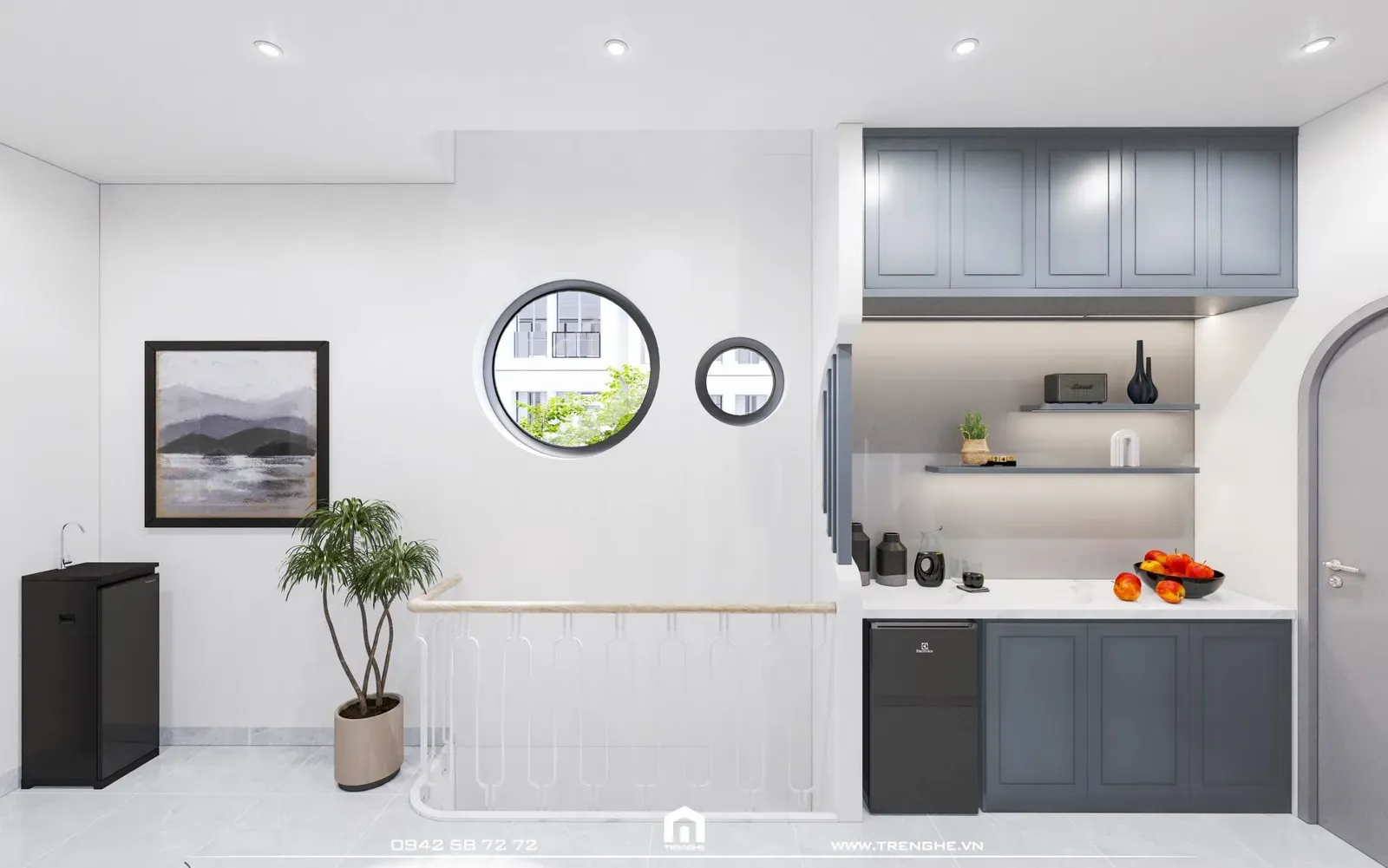 Hệ tủ kệ đồ khô được bố trí tại tầng 3 nhà phố M' House để thuận tiện sinh hoạt