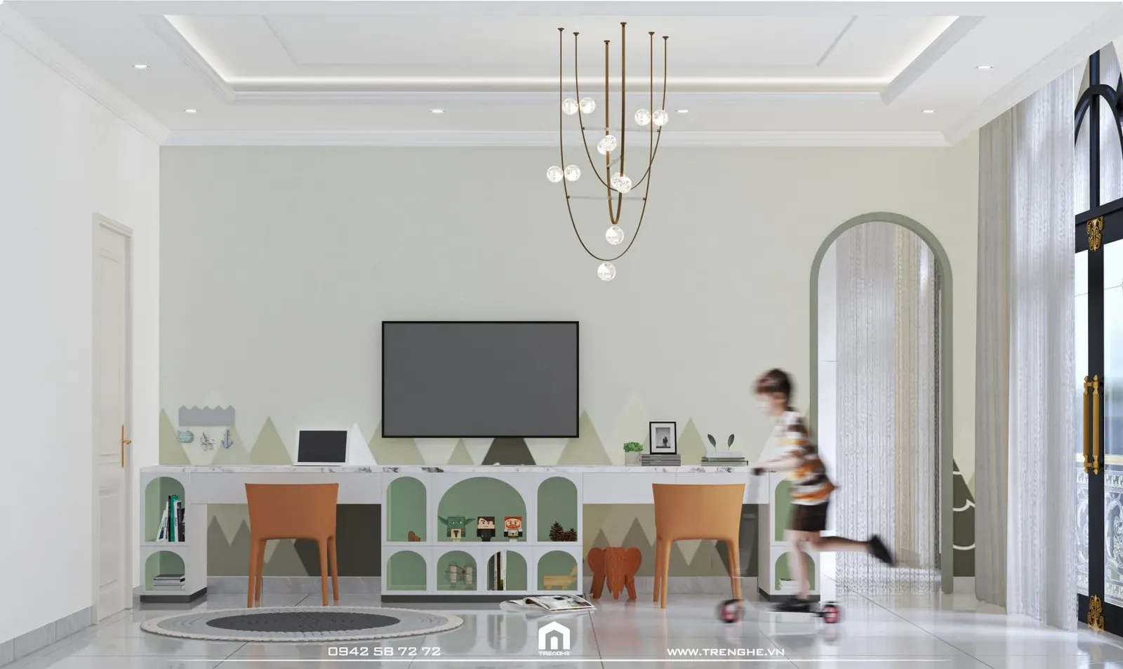 Tre Nghệ thiết kế khu vực học tập và giải trí cho bé trong phòng ngủ tại H’ Villa Châu Đức