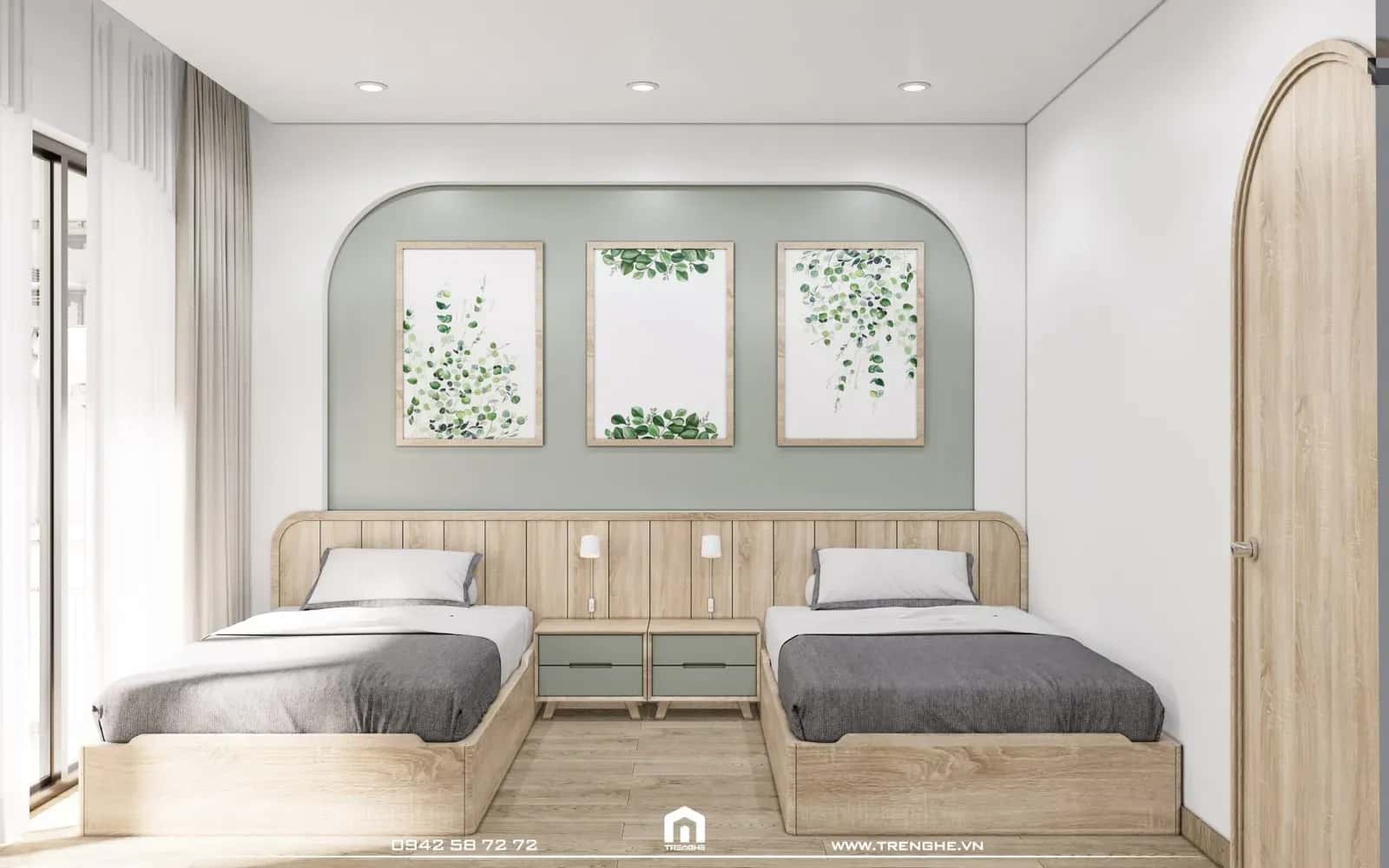 Giường ngủ đôi cho hai bé tại T’ House