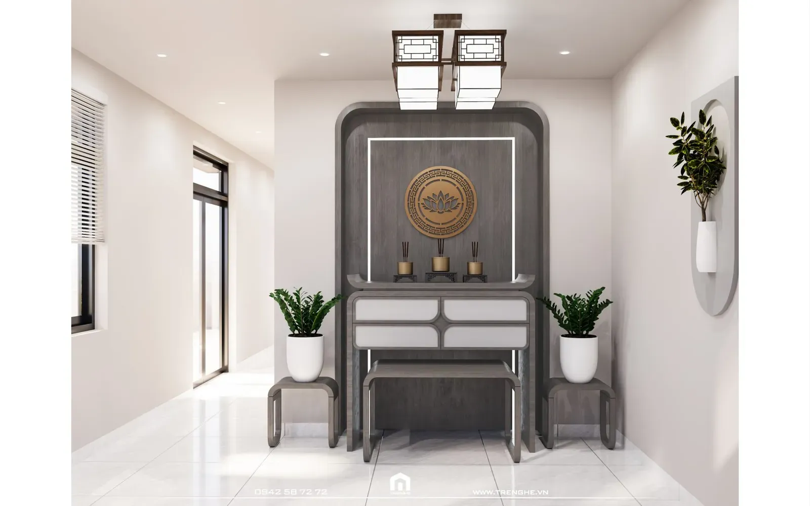Không gian trang nghiêm của phòng thờ nhà phố B’ House