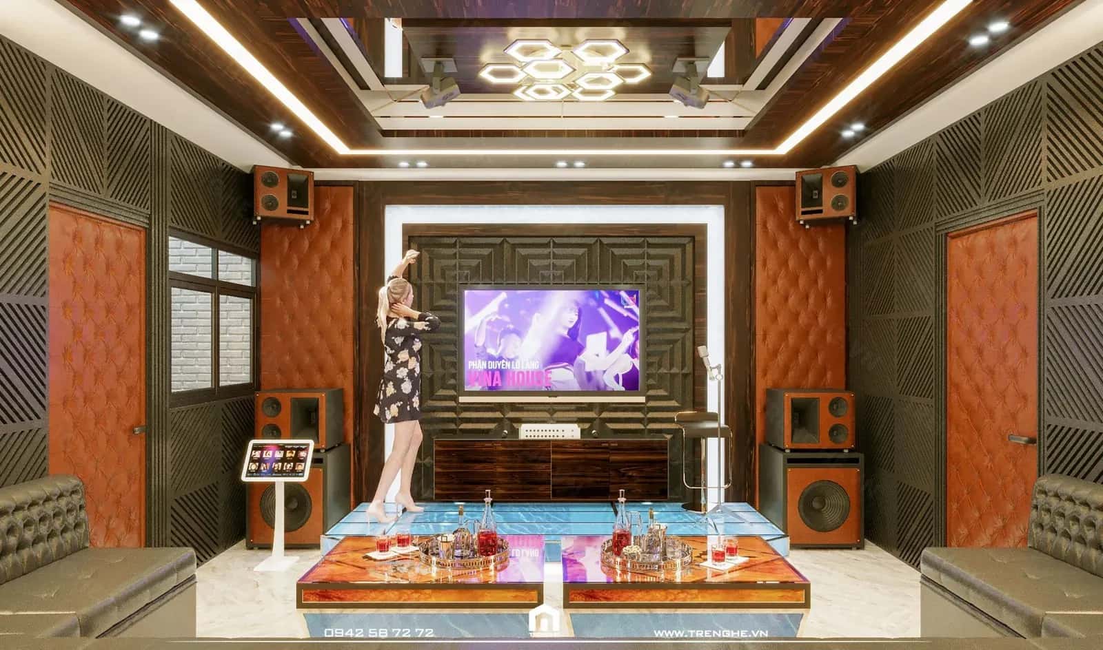Phòng karaoke được lắp đặt đầy đủ tiện nghi