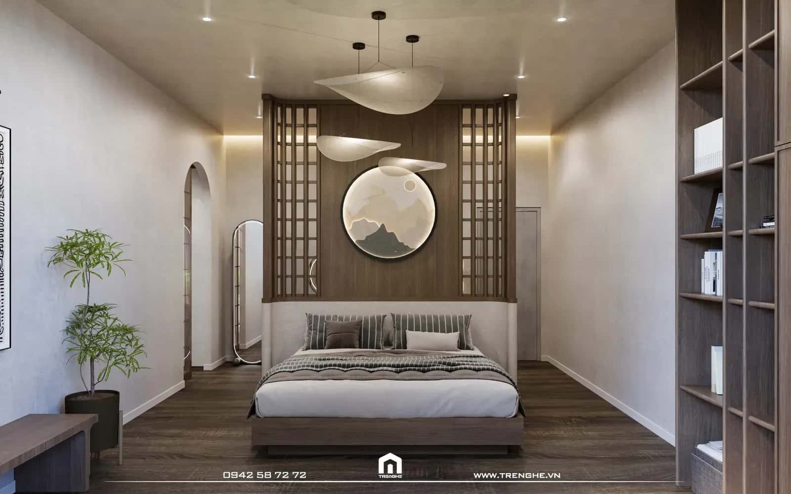 Không gian ấm cúng, sang trọng của phòng ngủ master