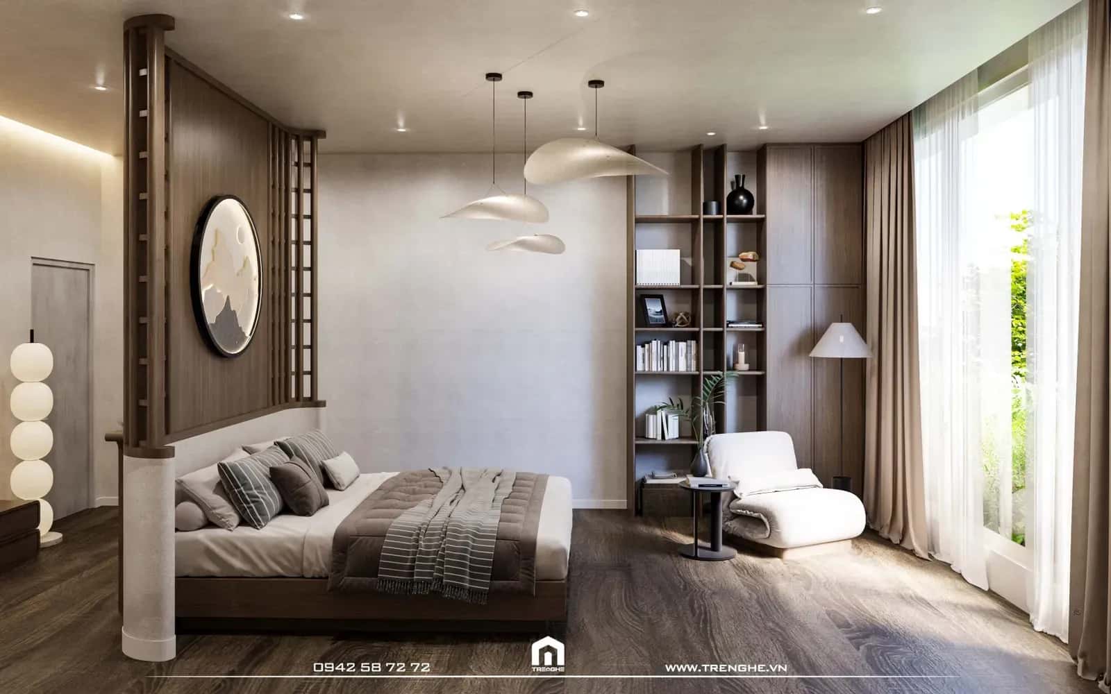 Khu vực đọc sách đón ánh nắng tự nhiên