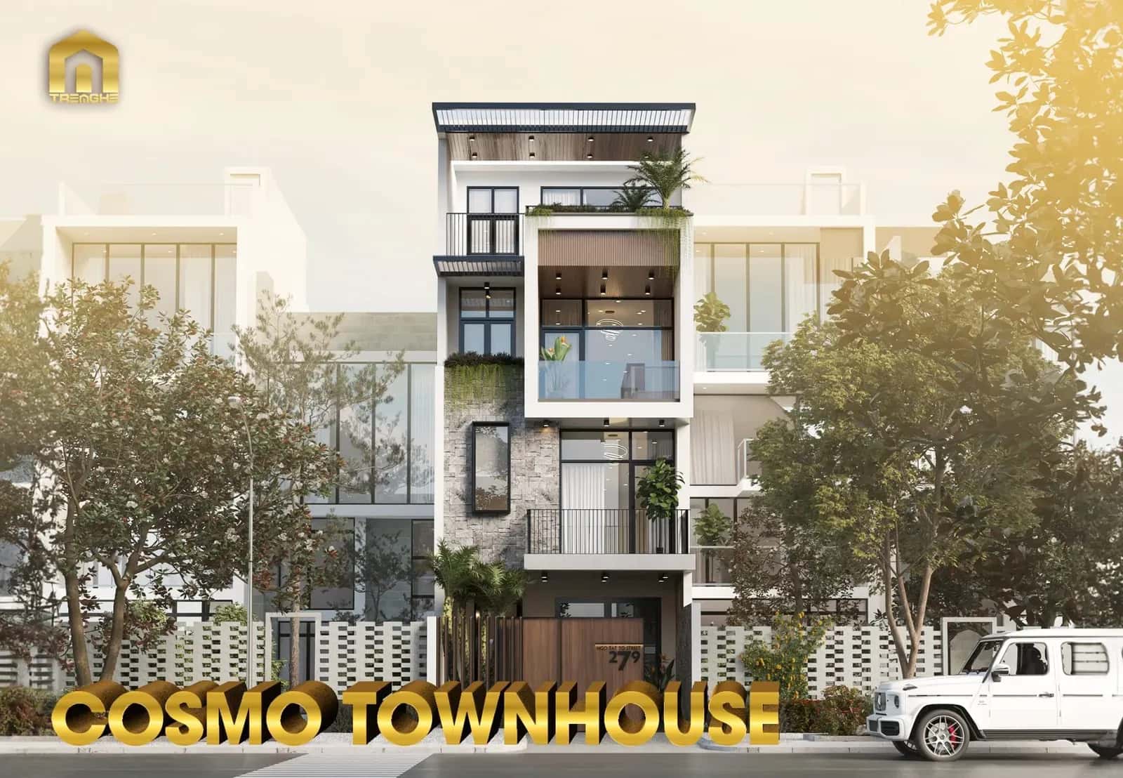 Phối cảnh nhà phố 4 tầng V’ House Long Hải