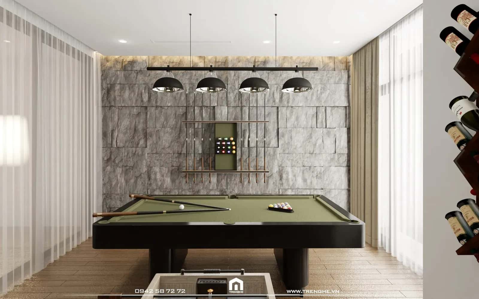 Khu vực phòng billiard tại V’ House Long Hải