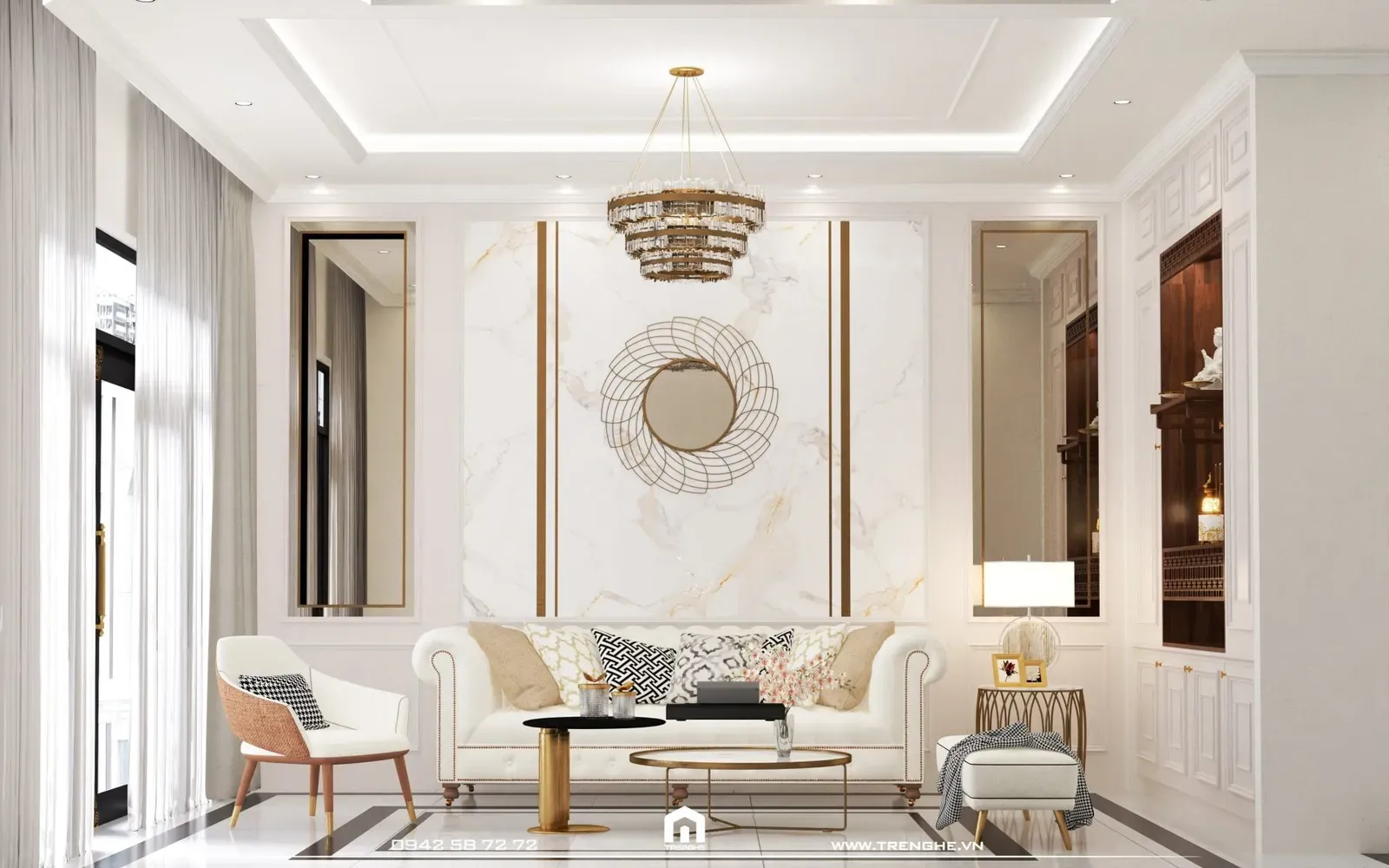 Nội thất phòng khách biệt thự H’ Villa Châu Đức