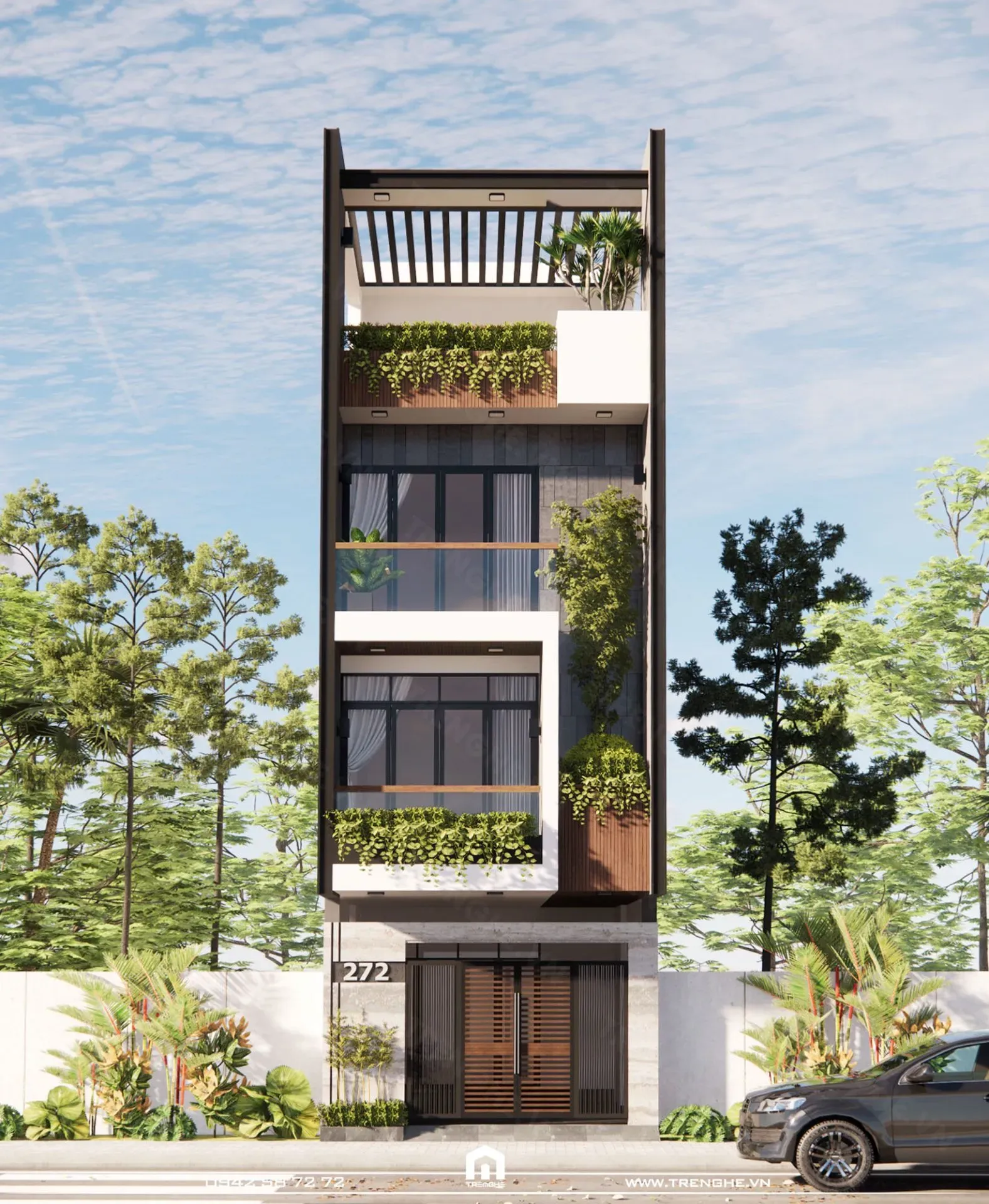 Vẻ đẹp hiện đại được cá nhân hóa phong cách thiết kế của mặt tiền H’ House