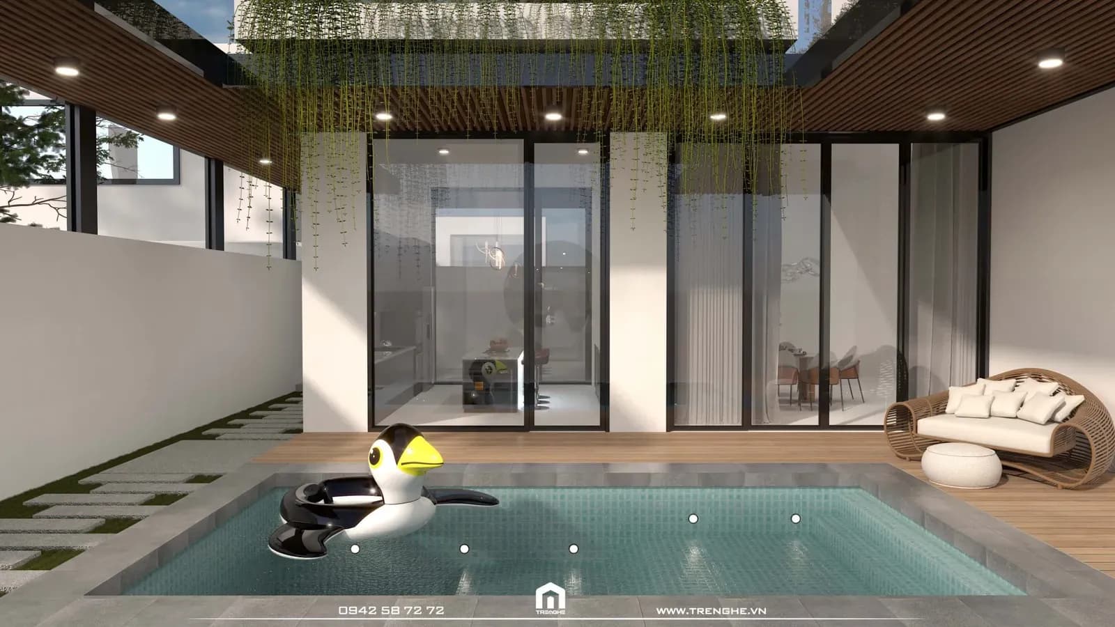 Hồ bơi mini tại biệt thự D’ Villa Châu Đức