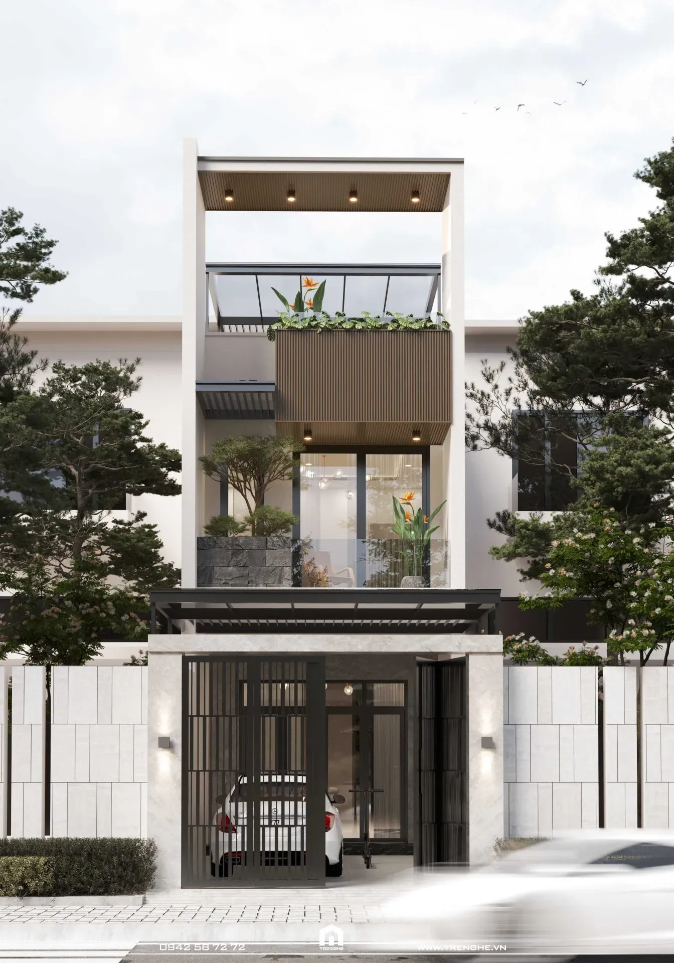 Kiến trúc mặt tiền nhà phố Q’ House mang đậm nét phong cách thiết kế hiện đại