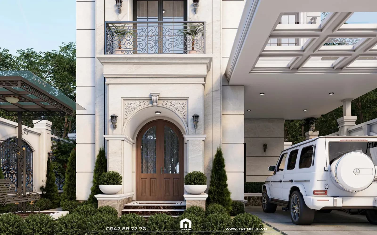 Thiết kế ngoại thất biệt thự 3 tầng BA’ Villa kết hợp sân vườn