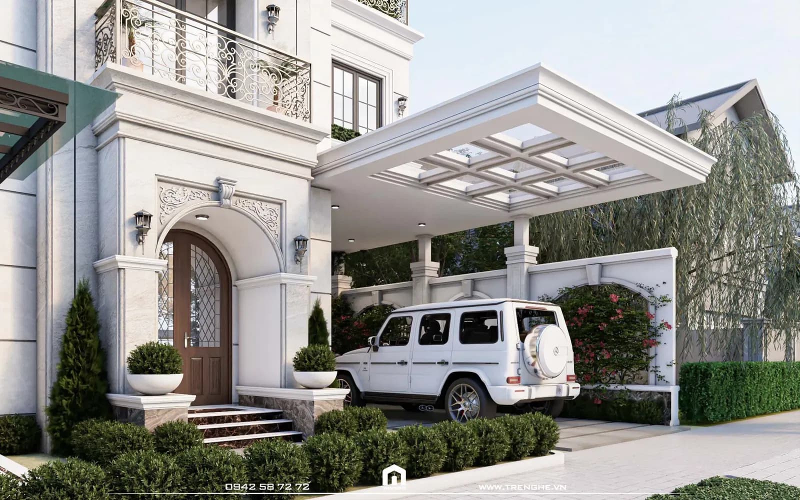 Ngoại thất phong cách Địa Trung Hải của căn biệt thự BA’ Villa