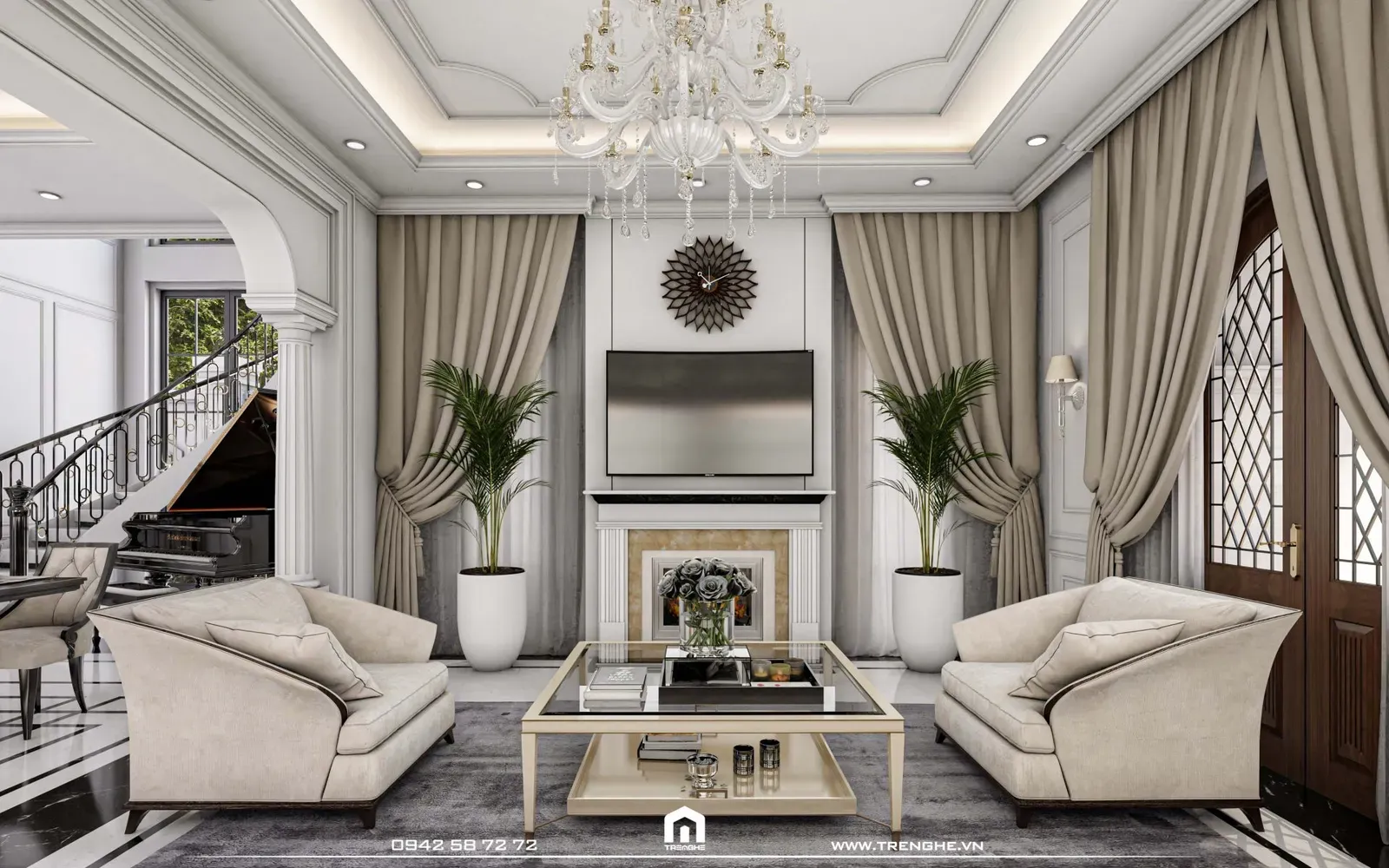 Phòng khách tiện nghi tại biệt thự BA‘ Villa với hệ thống trang thiết bị hiện đại