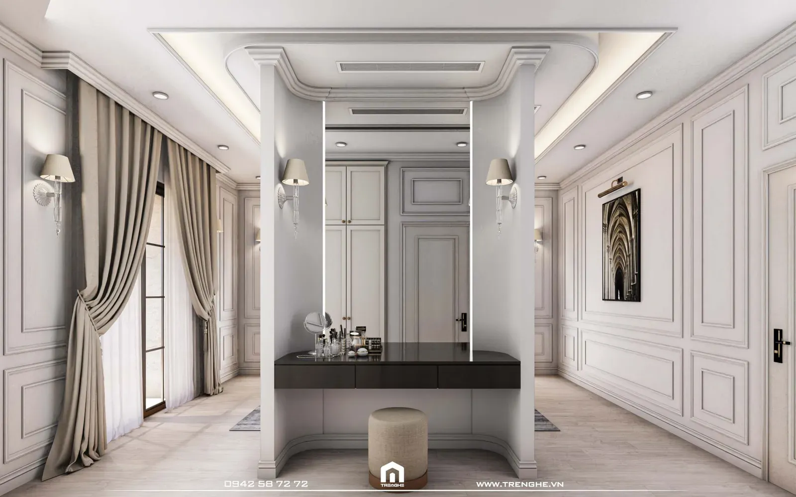 Khu vực bàn trang điểm phòng ngủ master căn BA’ Villa