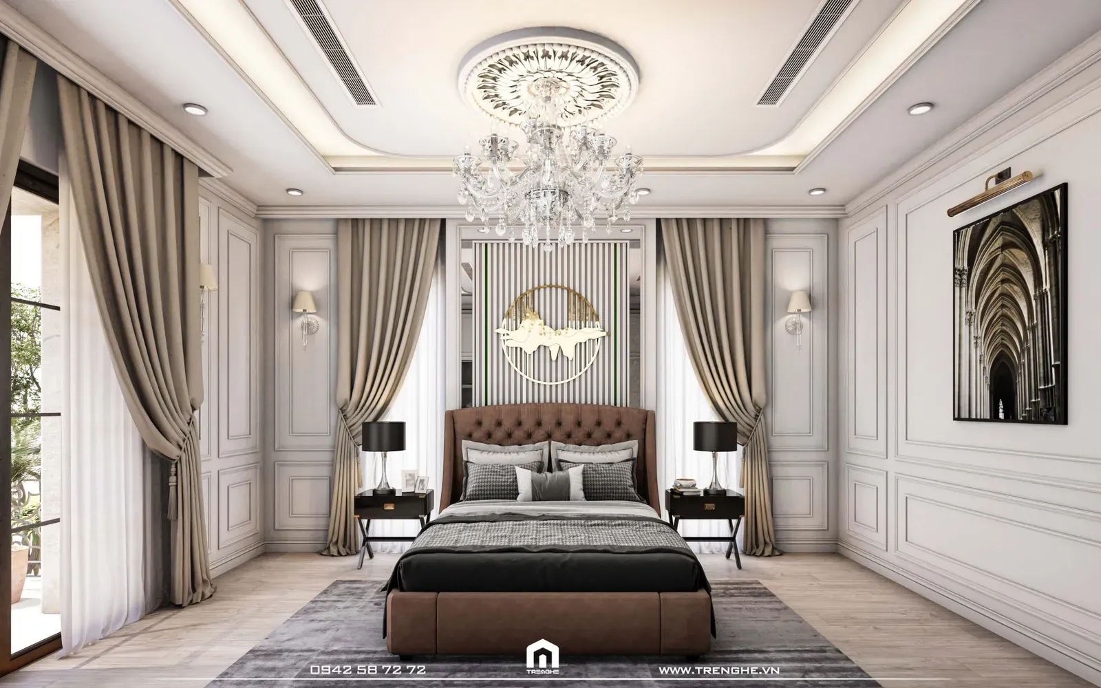 Phối cảnh không gian phòng ngủ master căn BA’ Villa