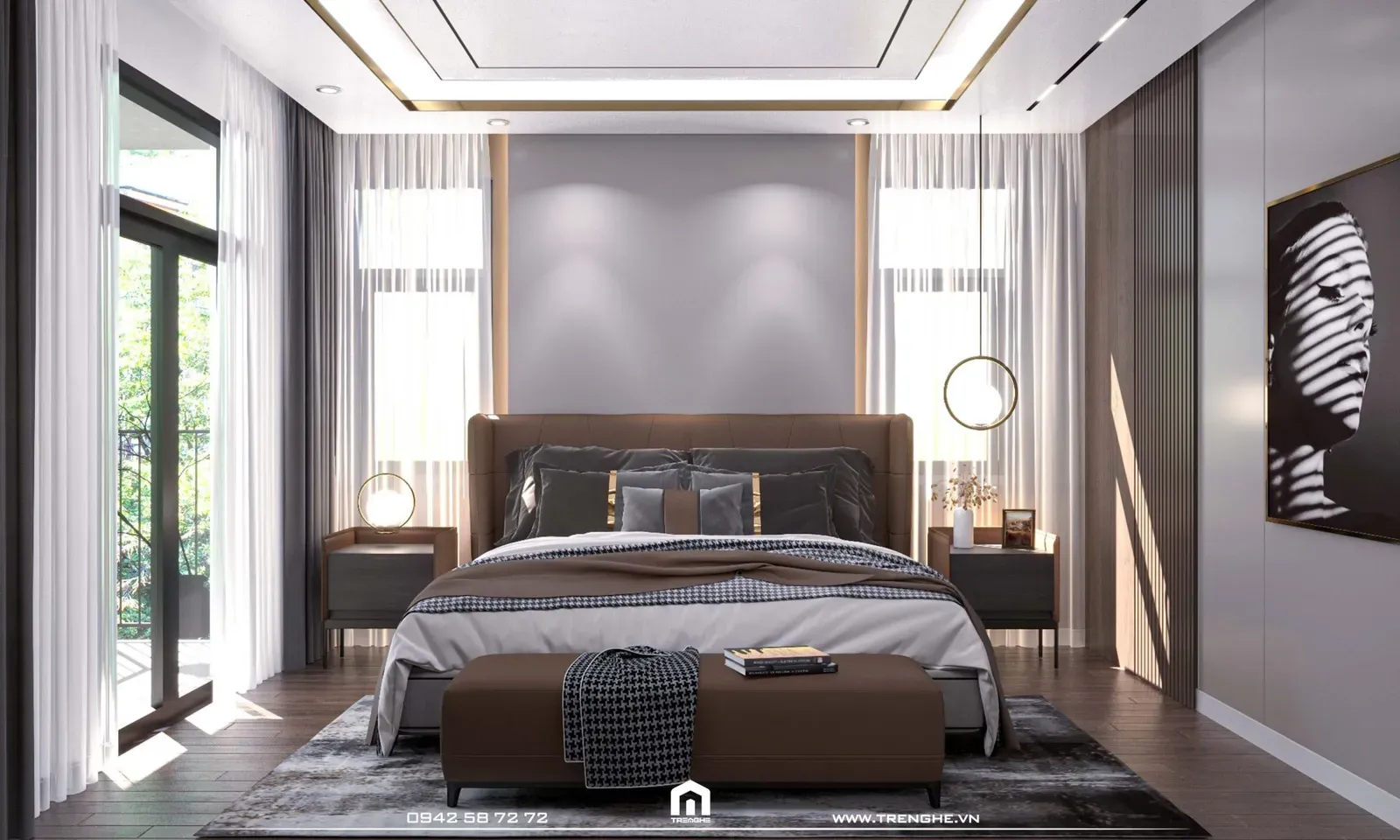 Thiết kế phòng ngủ master tại biệt thự L’ Villa