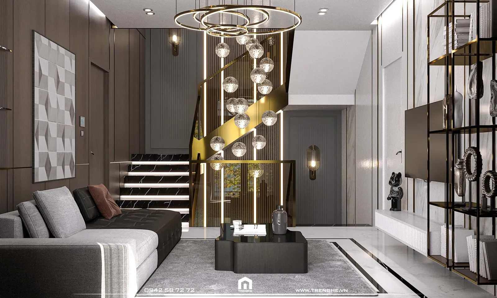 Thiết kế không gian phòng sinh hoạt chung tại biệt thự L’ Villa