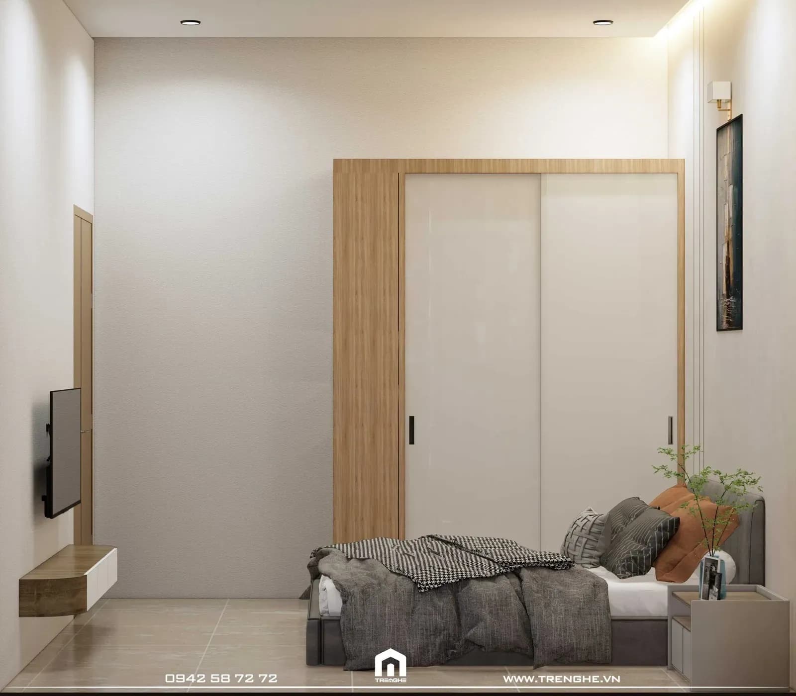 Cây xanh cũng được bố trí trong phòng ngủ D’ House