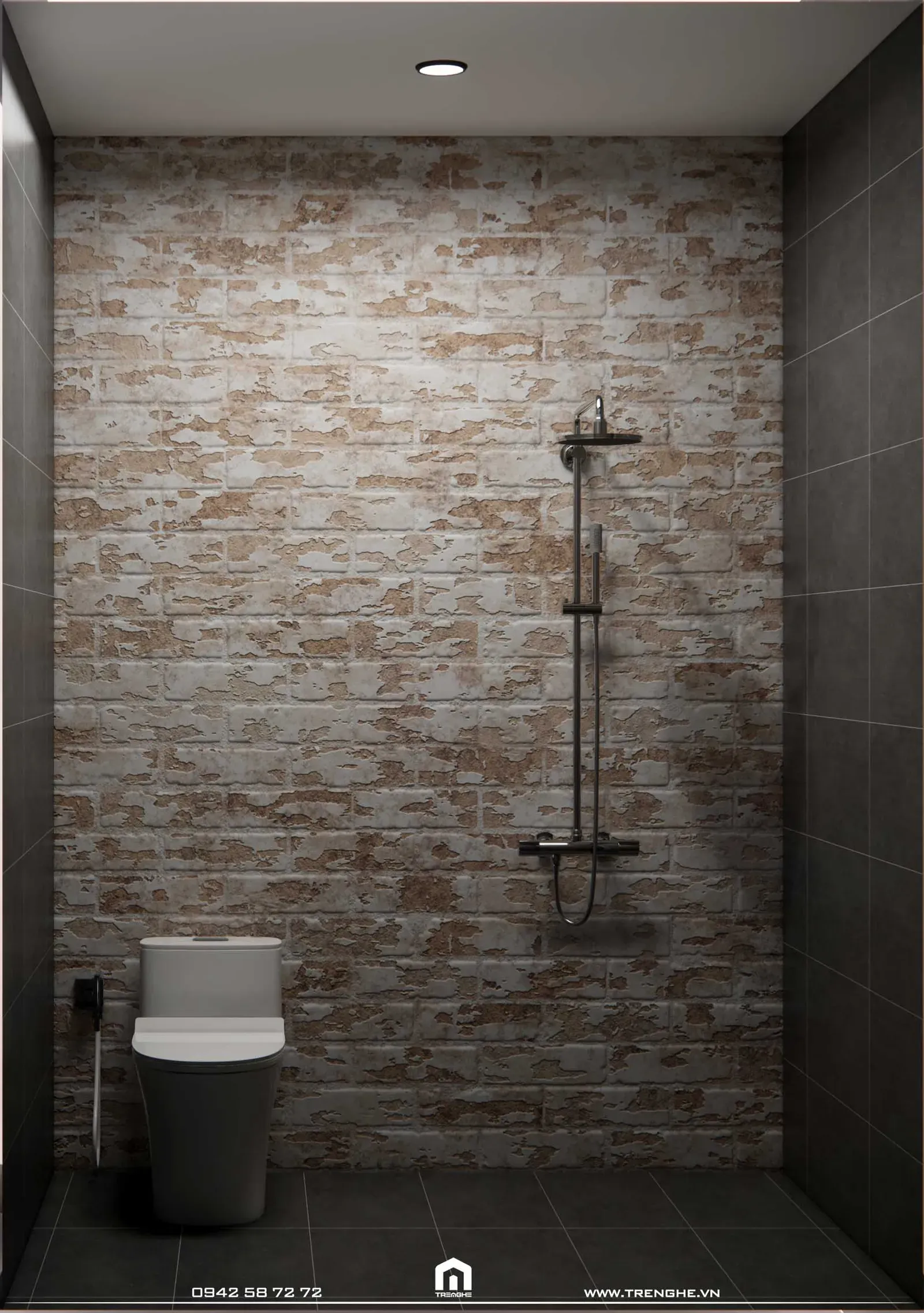 Tre Nghệ ốp gạch giả đá trang trí tường nhà vệ sinh D’ House