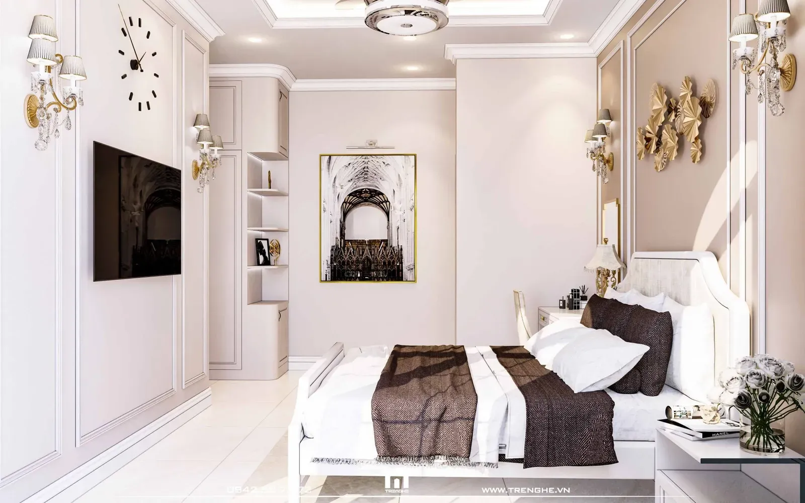 Phòng ngủ master có diện tích rộng rãi tại H’ House