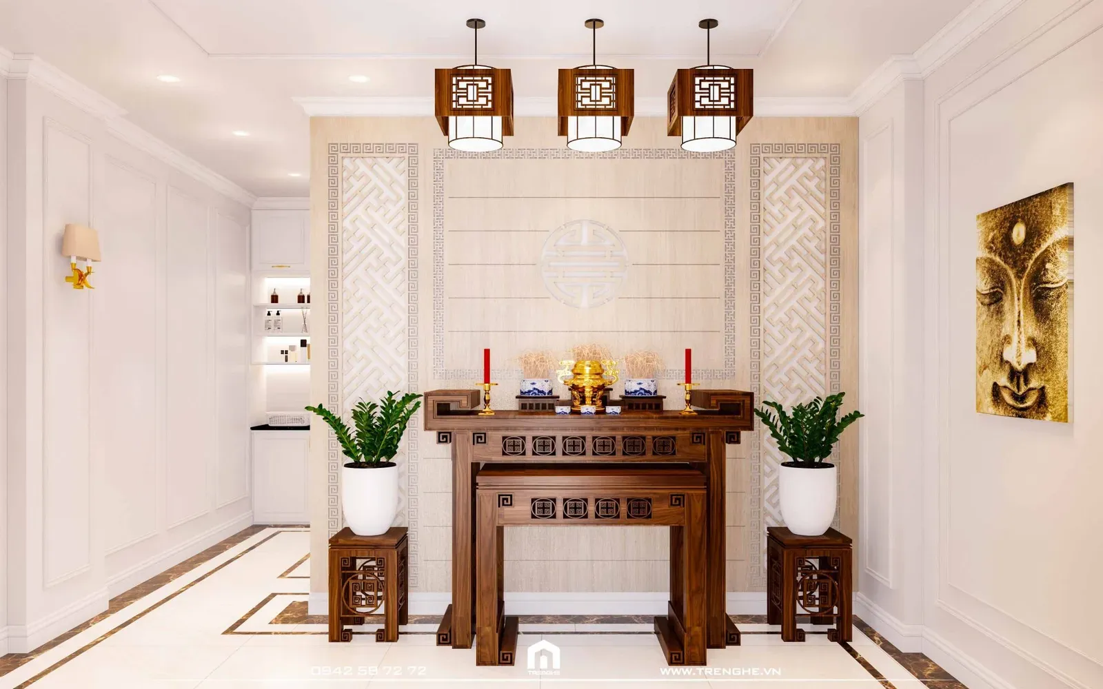 Không gian phòng thờ tại H’ House