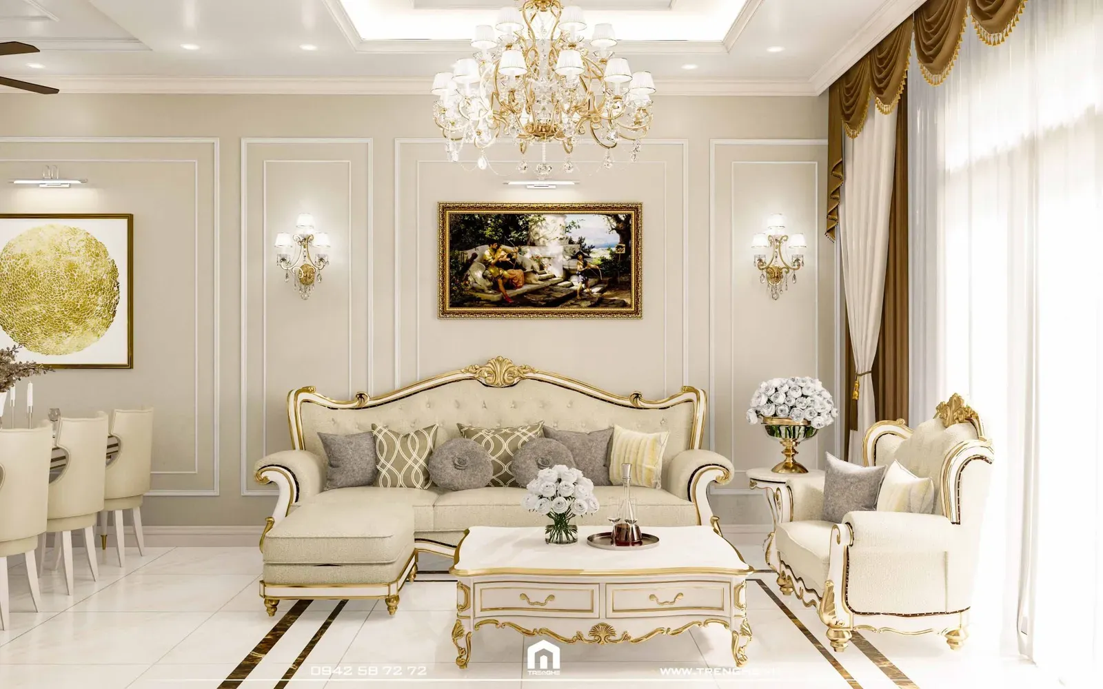 Không gian phòng khách đẳng cấp thượng lưu tại H’ House