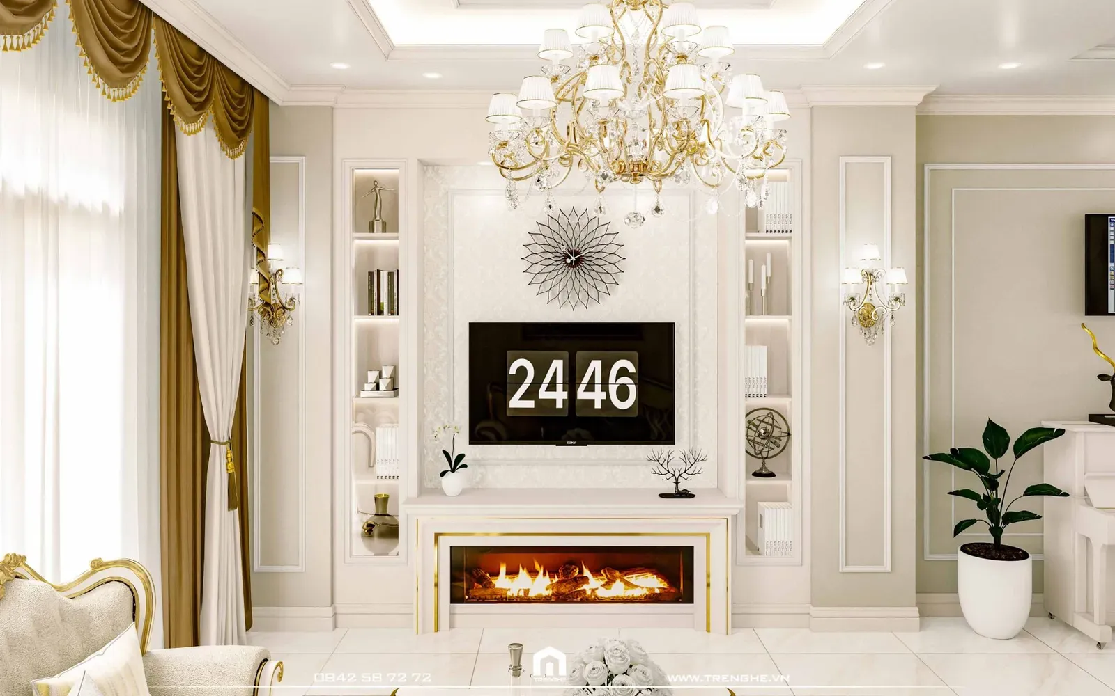 Tre Nghệ chọn gam màu trung tính làm chủ đạo cho tổng thể không gian phòng khách H’ House