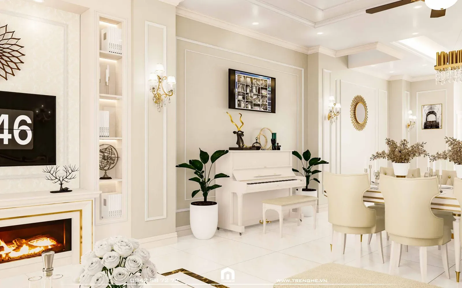 Tre Nghệ bố trí đàn piano cao cấp tại khu vực phòng khách H’ House