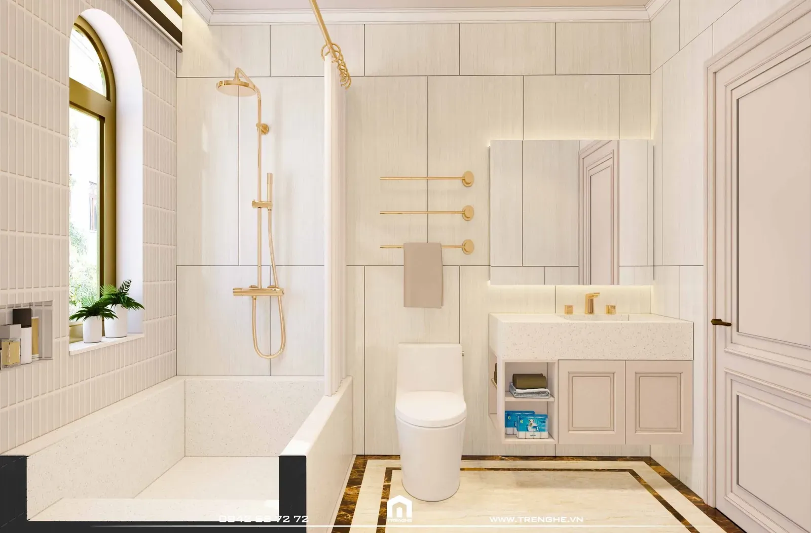 Trang thiết bị phòng tắm sang trọng tại H’ House