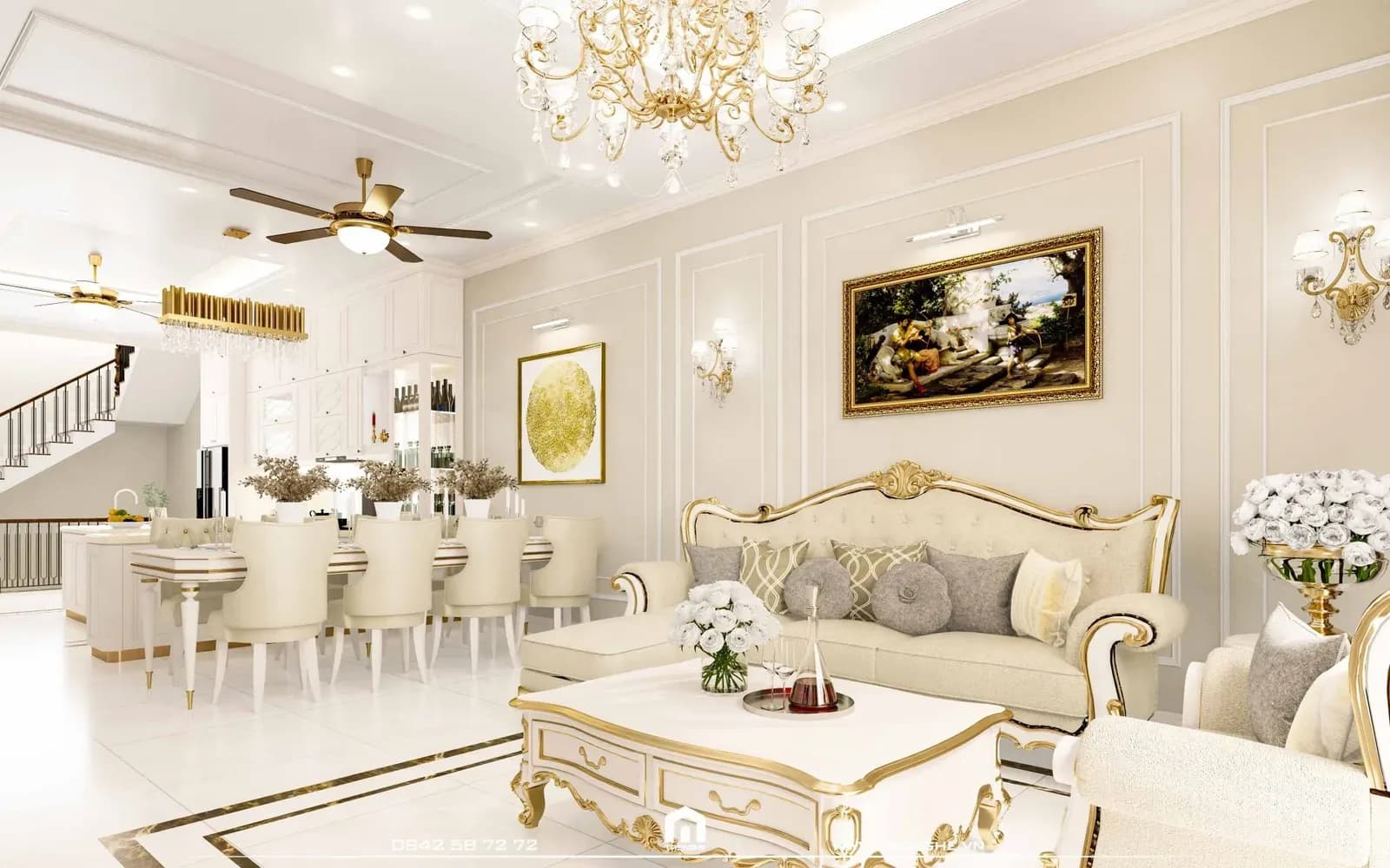 Tre Nghệ bố trí hệ thống nội thất đậm chất Tân cổ điển tại phòng khách H’ House