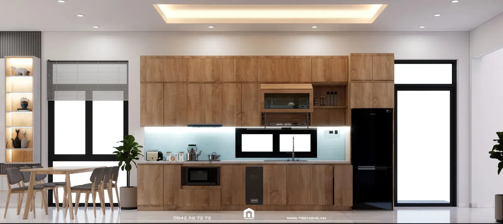 Hệ tủ bếp trên và dưới tại H’ House Chu Hải