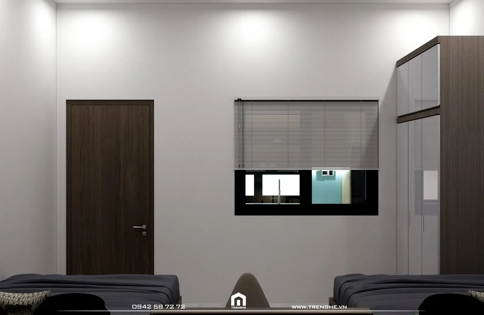 Phòng ngủ cho 2 bé được đặt tại tầng trệt nhà phố H’ House Chu Hải