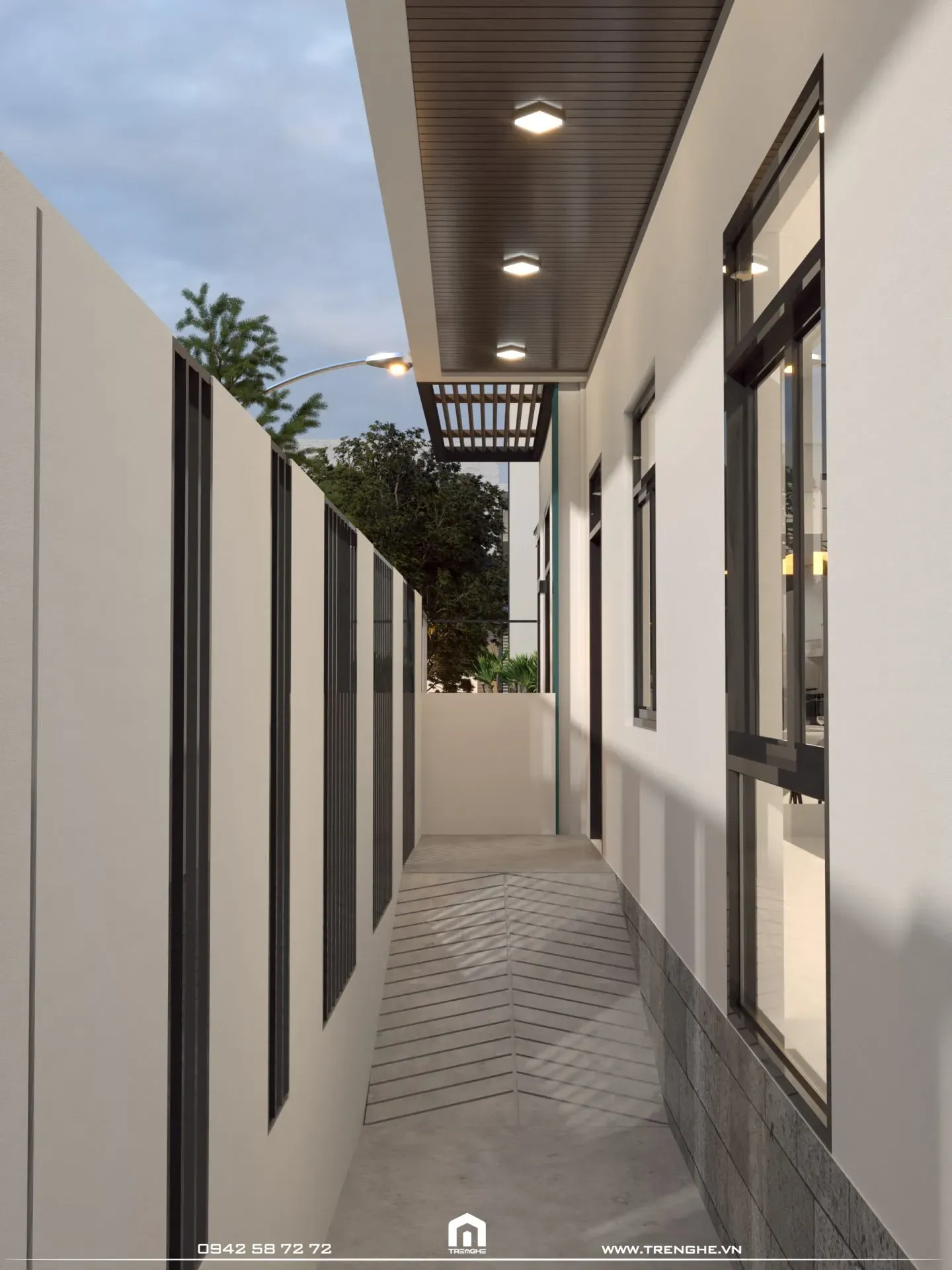 Tre Nghệ thiết kế lối hành lang bên cạnh nhà phố H’ House tại Chu Hải