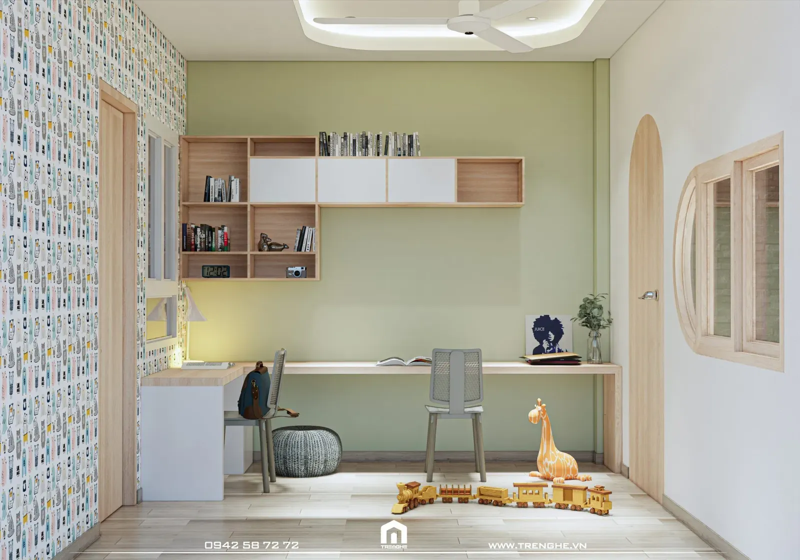 Khu vực học tập và giải trí tại phòng ngủ cho bé H’ House Vũng Tàu