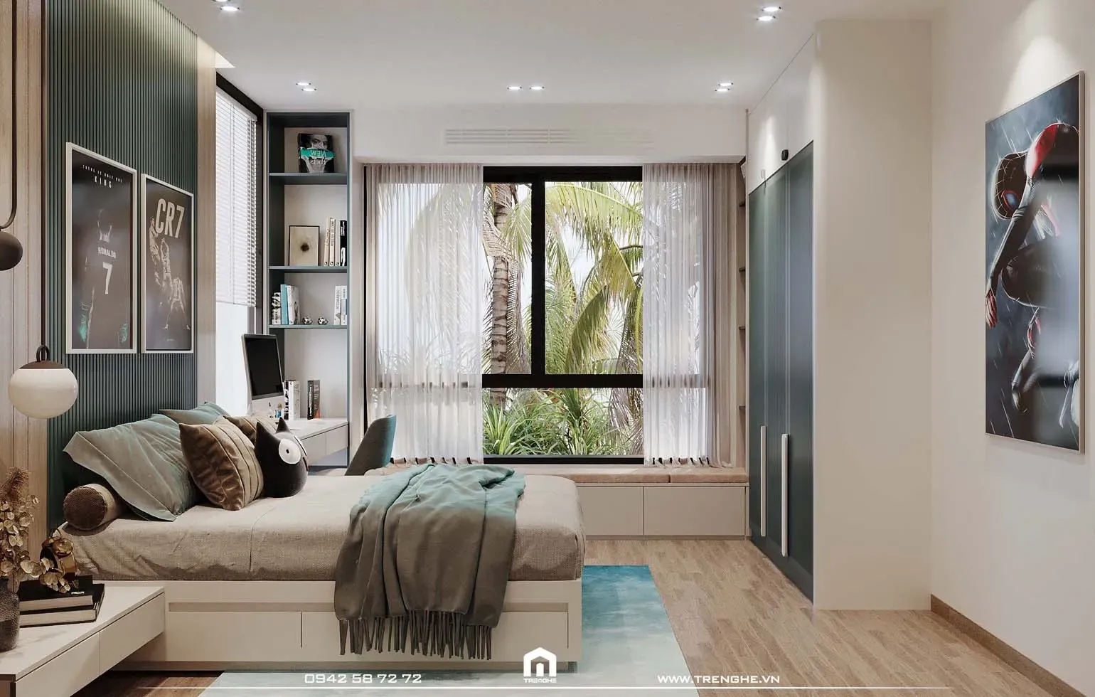 Phòng ngủ L’ Villa sở hữu cửa sổ lớn để đón ánh sáng tự nhiên