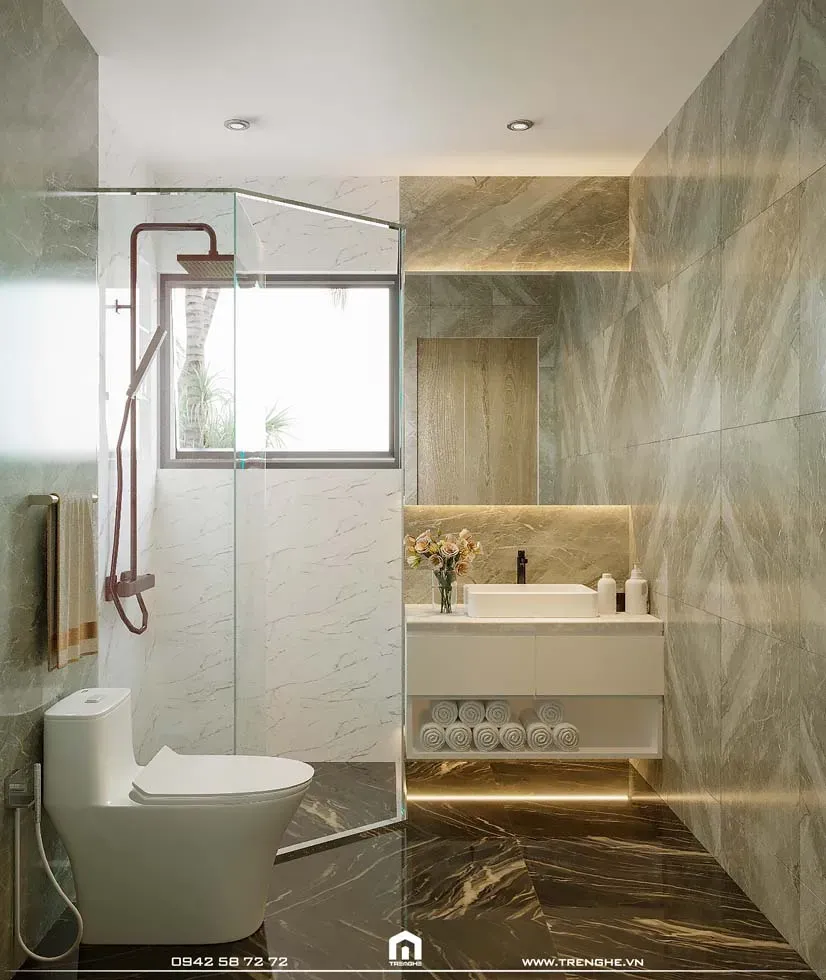 Tre Nghệ bố trí đèn led hắt tường tại khu vực bồn lavabo