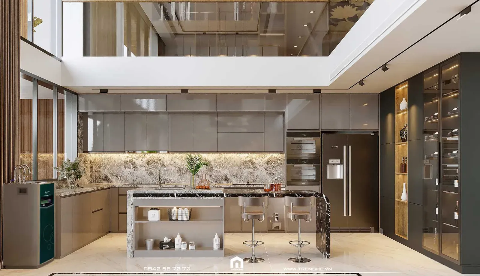 Gian bếp đầy đủ tiện nghi tại L’ Villa