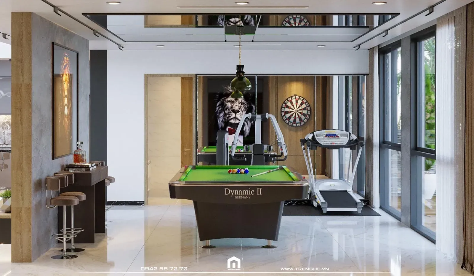 Khu vực bàn billiard mini tại L’ Villa