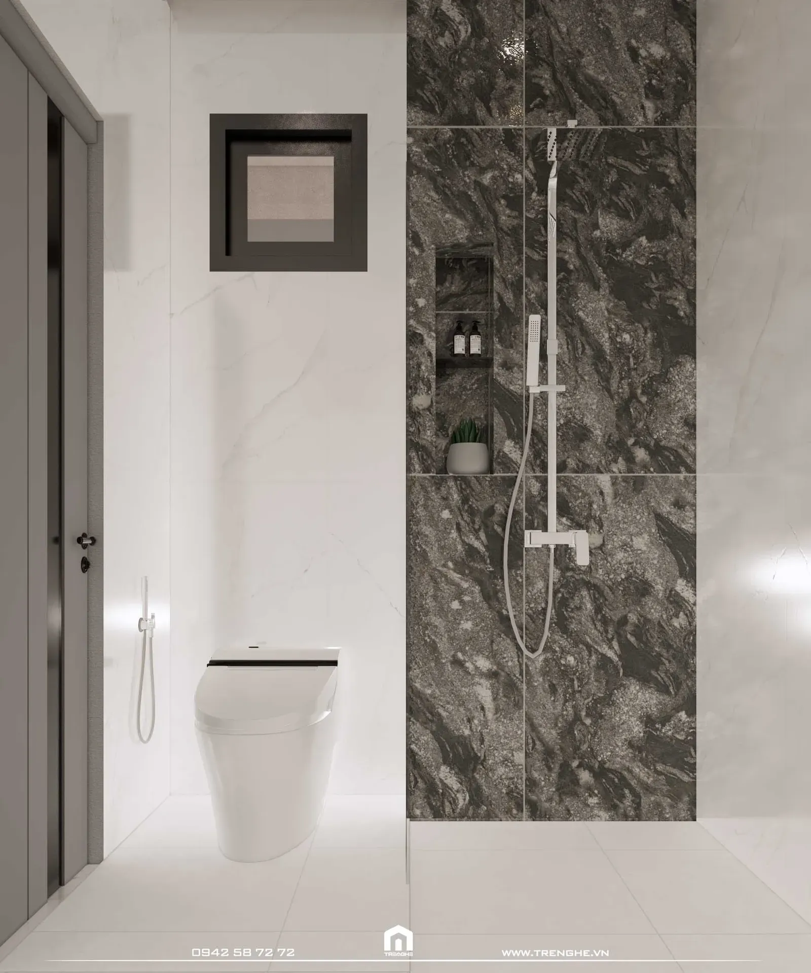 Nhà vệ sinh được thiết kế tối giản