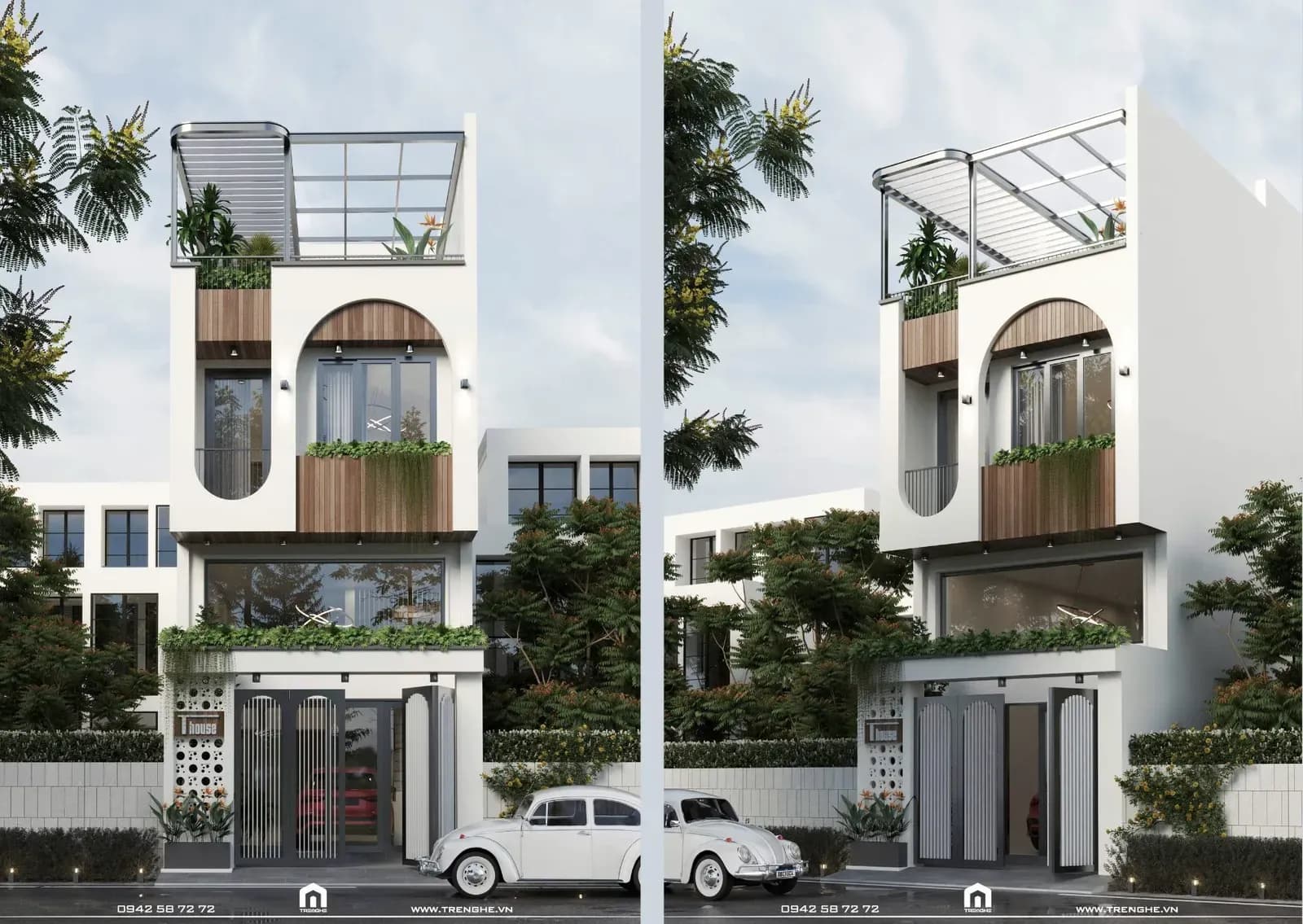 Cổng nhà phố 2 cánh màu xám