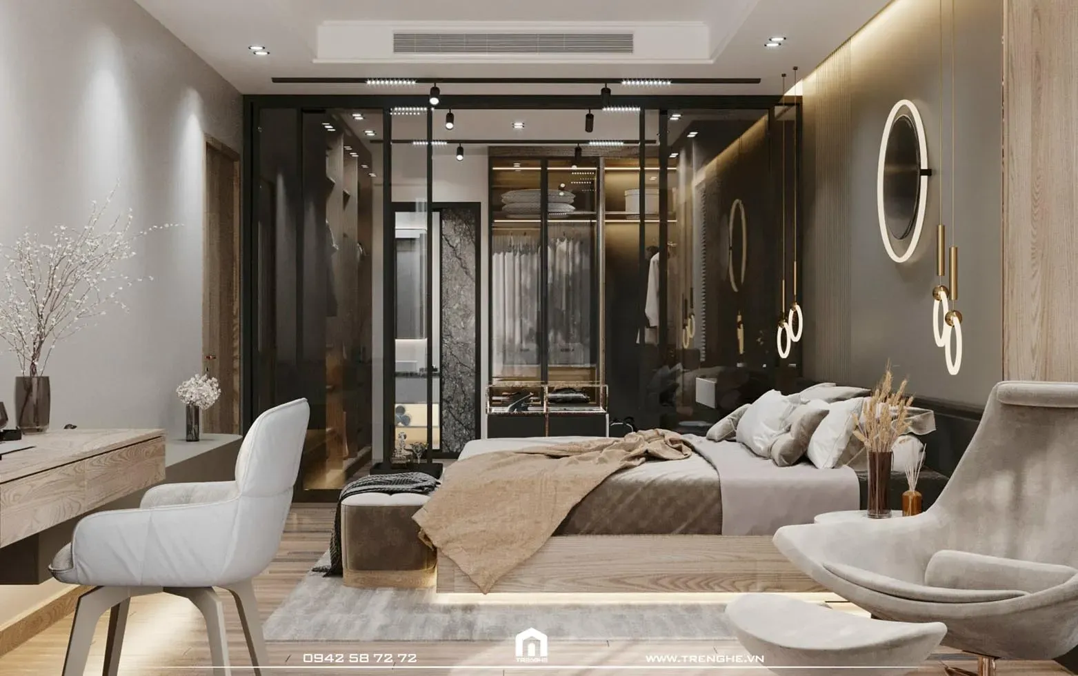 Trang trí phòng ngủ với màu vàng tươi tắn và đồ nội thất đầy đủ công năng