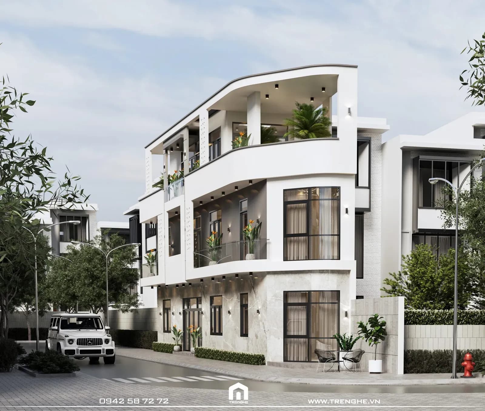 Nhà phố D’ House mang phong cách hiện đại với quy mô 3 tầng lầu
