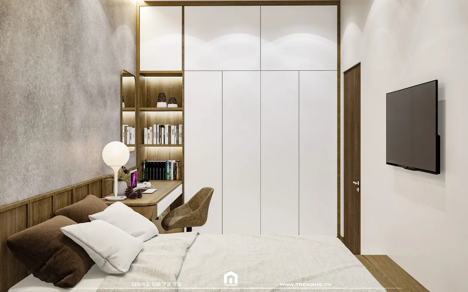 Phòng ngủ D’ House nhỏ gọn và ấm cúng